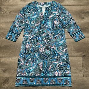 Coolibar Oceanside Tunic‎ Dress Blue Paisley Beach Swim Coverup Size Small